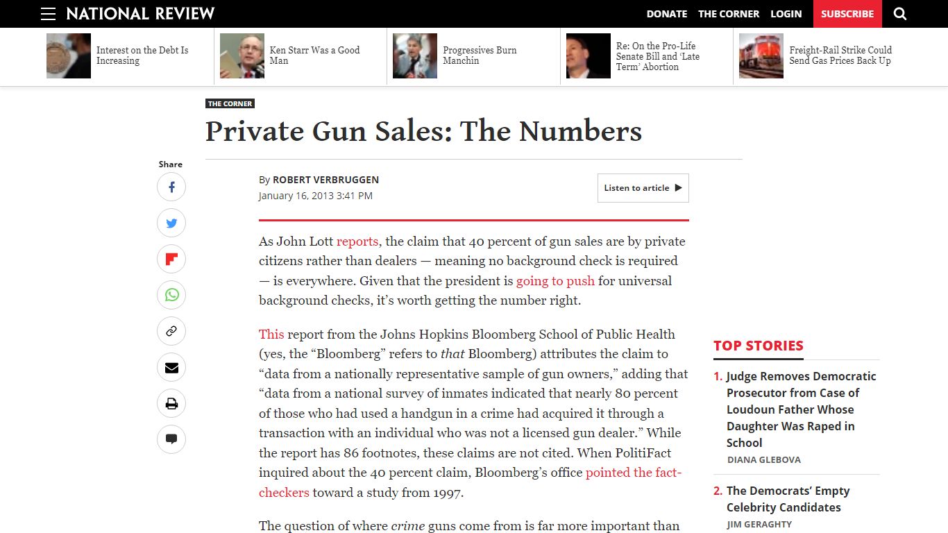 Private Gun Sales: The Numbers | National Review